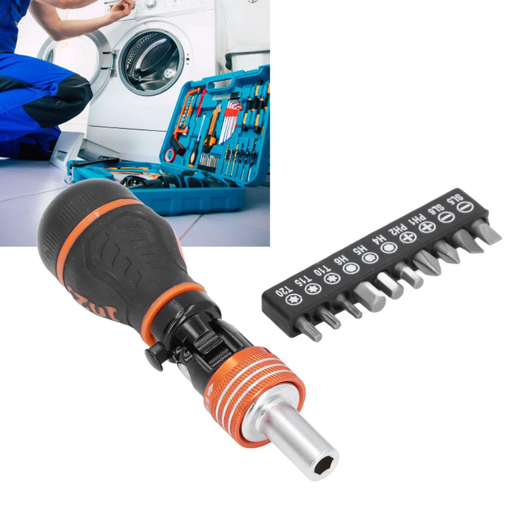 Ratcheting Screwdriver Bit Set 10 in 1 MultiBit Combination Adjustable Angled Multi Function Househo