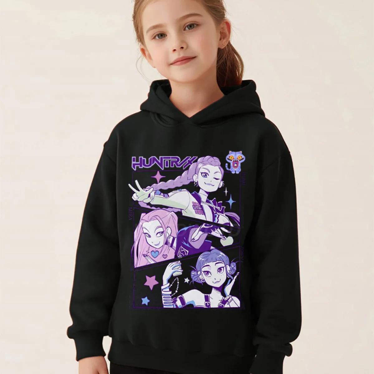 

Одежда для маленькой девочки K-Pop Охотники на демонов Толстовка Девичья мода Повседневная толстовка Кино Новинка Детская K-Pop Охотники на демонов Толстовки с капюшоном 130