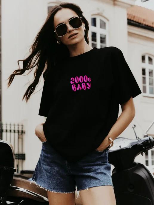 Oversized T-shirt with 90s–2000s print L