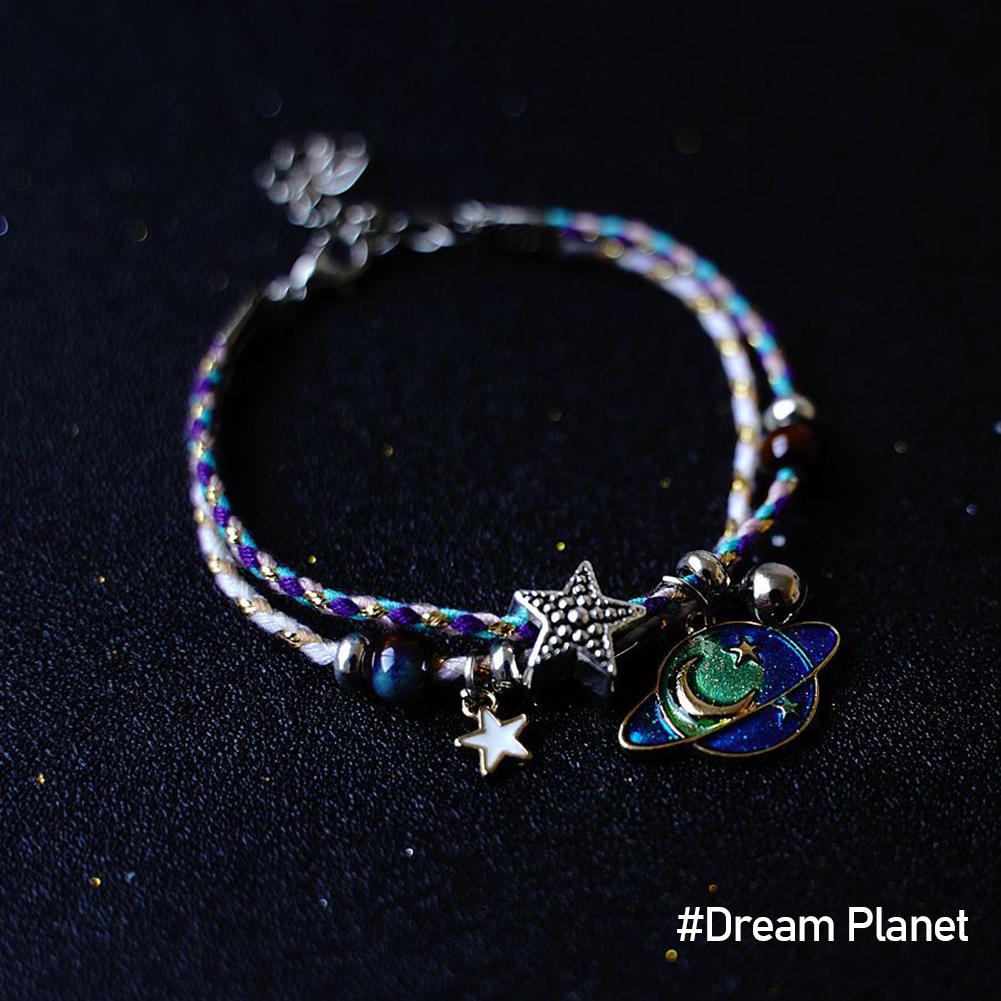 Креативный милый браслет  Планета , женский,  Звезда и Луна , студенческий, для подруг, парный, романтический, плетеный из веревки, женский, мужской, ювелирное изделие Dream Planet