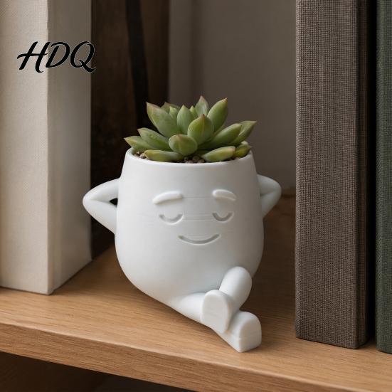PLA Flowerpot 3D Printed Face Planter Pot Decorative for Indoor Outdoor Cactus