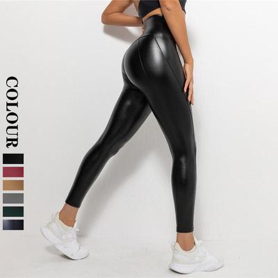 PU-Leder-Leggings, dehnbare Damen-Kunstleder-Leggings, lässige Bleistifthose mit hoher Taille