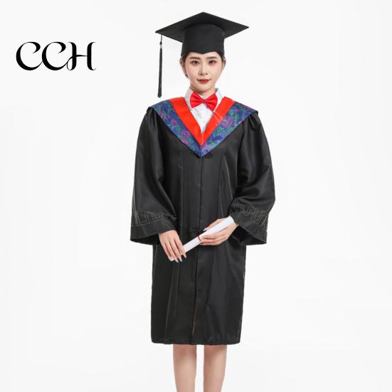 Graduation Ceremony Attire Bachelor Uniform Matte Gown Cap Tassel Set V-Neck Long Sleeve Commencement Outfit Robe And Ceremonies Photo Props Suit