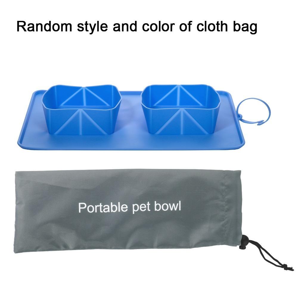 Anti Slip Silicone Folding Dog Bowl 2-in-1 Cat Water Feeder Folding Double Bowls  for Dogs/Cats