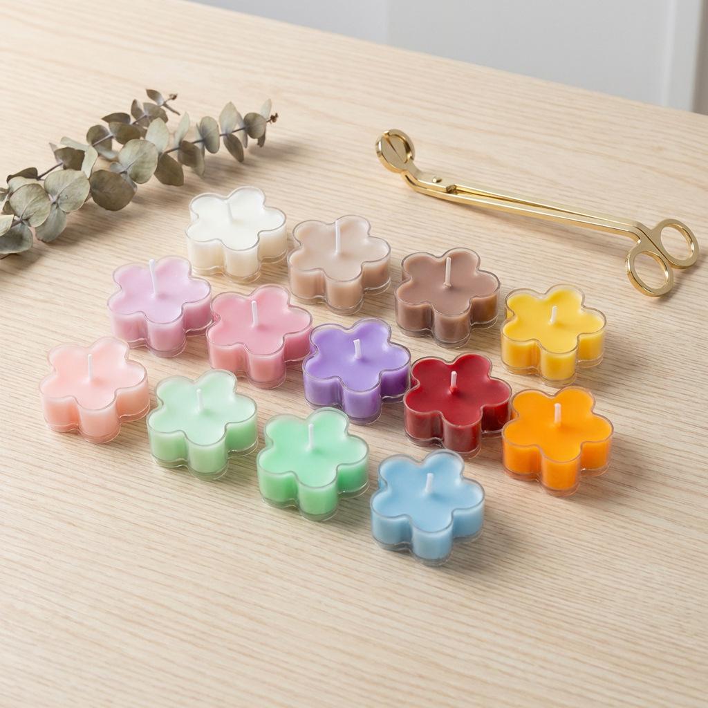 Colorful Flower-Shaped Tea Light Scented Candles - Creative Souvenir & Home Decoration for Birthdays