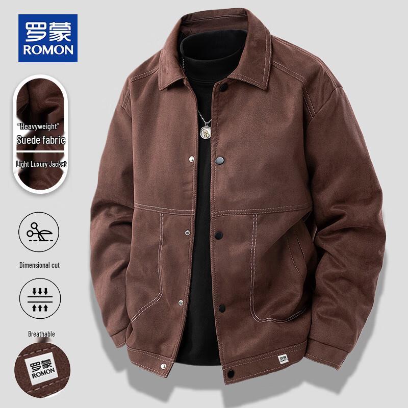 

ROMON Men s Premium Suede-Feel Lapel Jacket 3XL