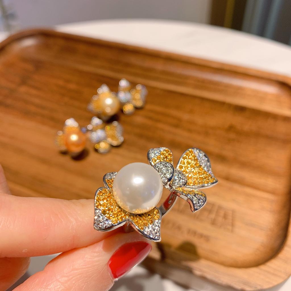 Simple Australian Fritillary Pearl Open Ring Women's Fashion Color Treasure Vintage Ring Jewelry