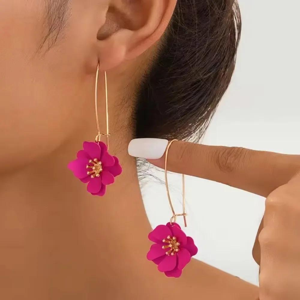 South Korea Ins Sweet Temperament Flowers Drop Earrings Ladies Personalized Creative Wedding Accessories Gift