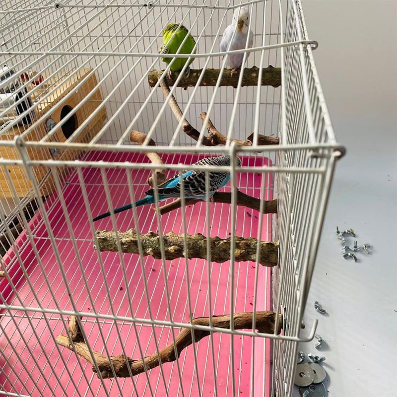 Bird Perch Stand Natural Wooden Stand Branch Chewing Stick Training Climbing Toy Bird Cage
