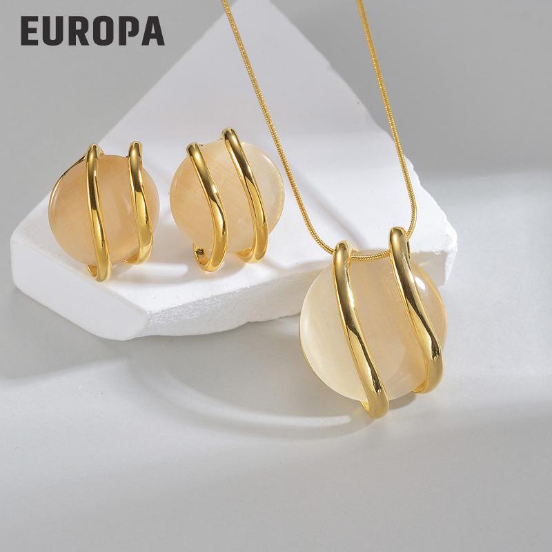 

Fashion Jewelry Set Necklace Ring For Women Ladies золотий