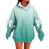 Ladies' Gradient Printed Bow Long Sleeved Loose Fitting Headband With Rope Hooded Sweatshirt Top