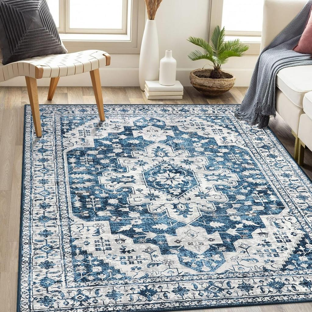 Green Boho Entry Throw Rug Vintage Oriental Medallion Carpets for Living Laundry Room Non Slip Sofa Bedroom Floor Mat Home Decor