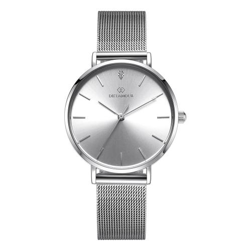 

[DIUAMOR] DIUAMOR Women s Mesh Band Diamond Watch DAW3301MS-SW FREE