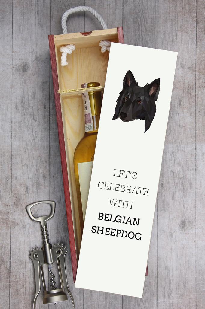 Owczarek Belgijski, Belgijski Pies Pasterski - Geometryczne Pudełko Ze Zdjęciem I Napisem Na Wino Marki Art-Dog