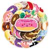 50 Original Donut Cartoon Stickers - Cute, Waterproof for Journals, Notebooks, Water Bottles, and Phones