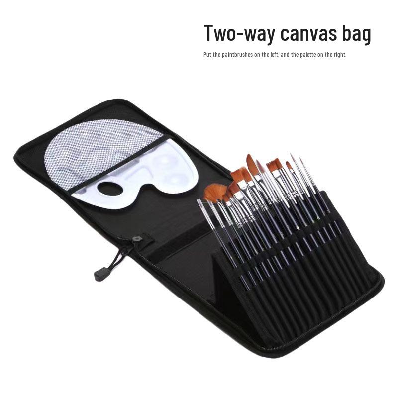 15-Piece Nylon Bristle Oil Painting Brush & Palette Set 12-piece Brush Set чёрный