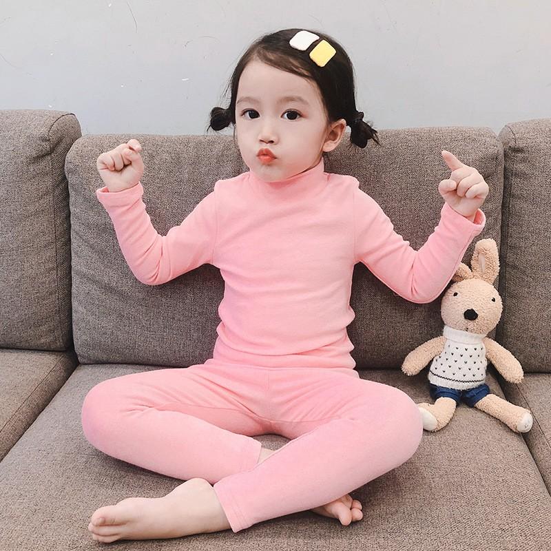 Kids Thermal Pajama Set Long Sleeve Cotton Fleece-Lined Sleepwear Boys Girls Winter A-Class Safety