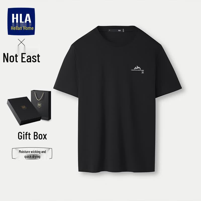HLA Men s Moisture-Wicking Quick-Dry Round Neck T-Shirt S чёрный