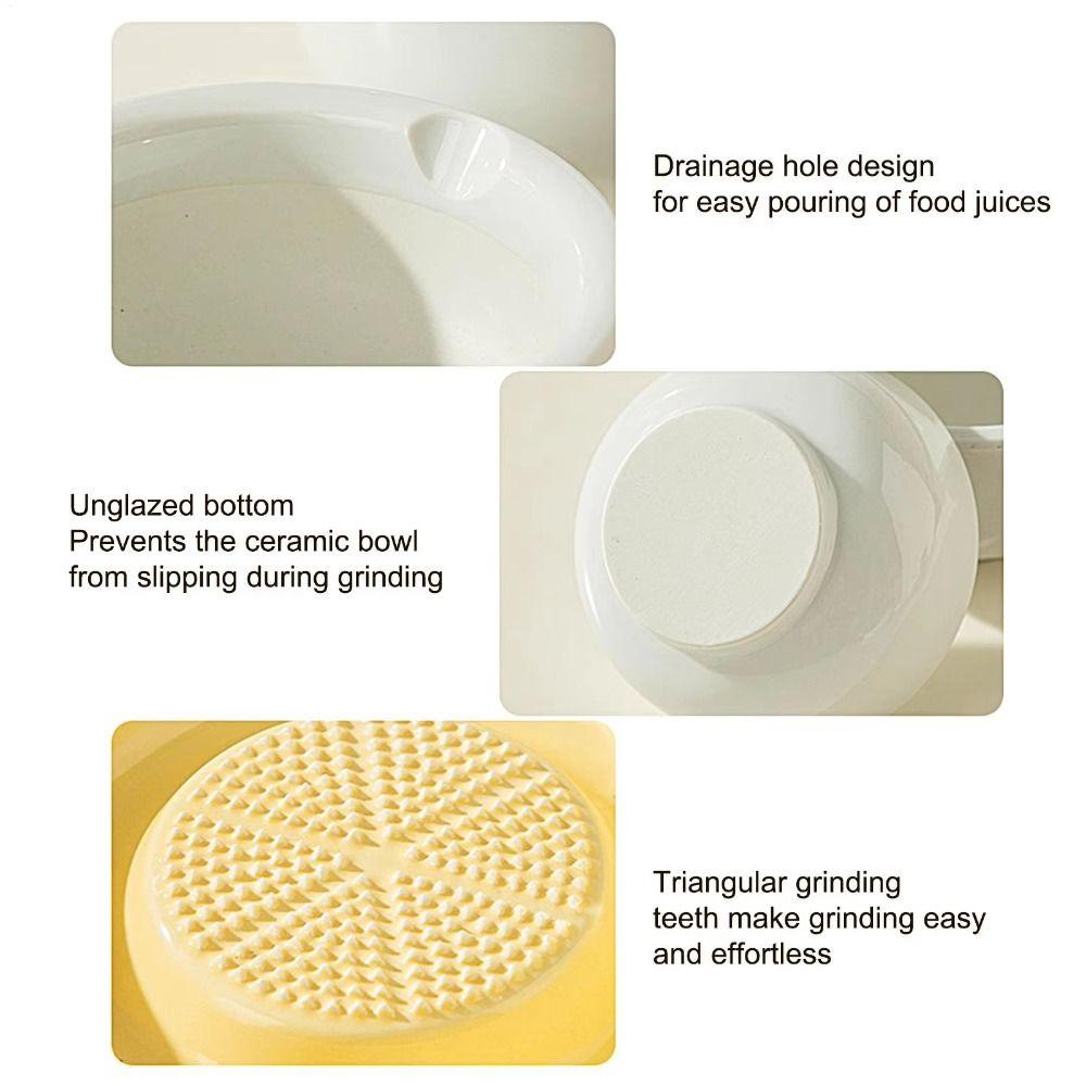 Manual Ceramic Ginger Grater Flow Guide Port Hand Grinder Garlic Masher Vegetables Grinding
