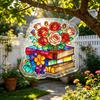 Bookish Acrylic Puzzle Suncatcher, Stained Glass Style Window Hanging Ornament, Hummingbird Floral Book DIY Sun Catcher Kit for Home Decor,