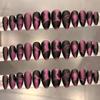 24-Piece Black & Purple Matte Cat Eye Almond-Shaped Nail Stickers - Autumn/Winter Collection