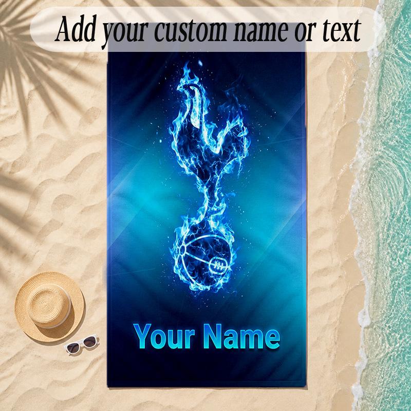 Beach TowelTottenham Hotspur FC Custom Name Text Personalized Soft Towel for Beach Pool Indoor Home Decor Gift