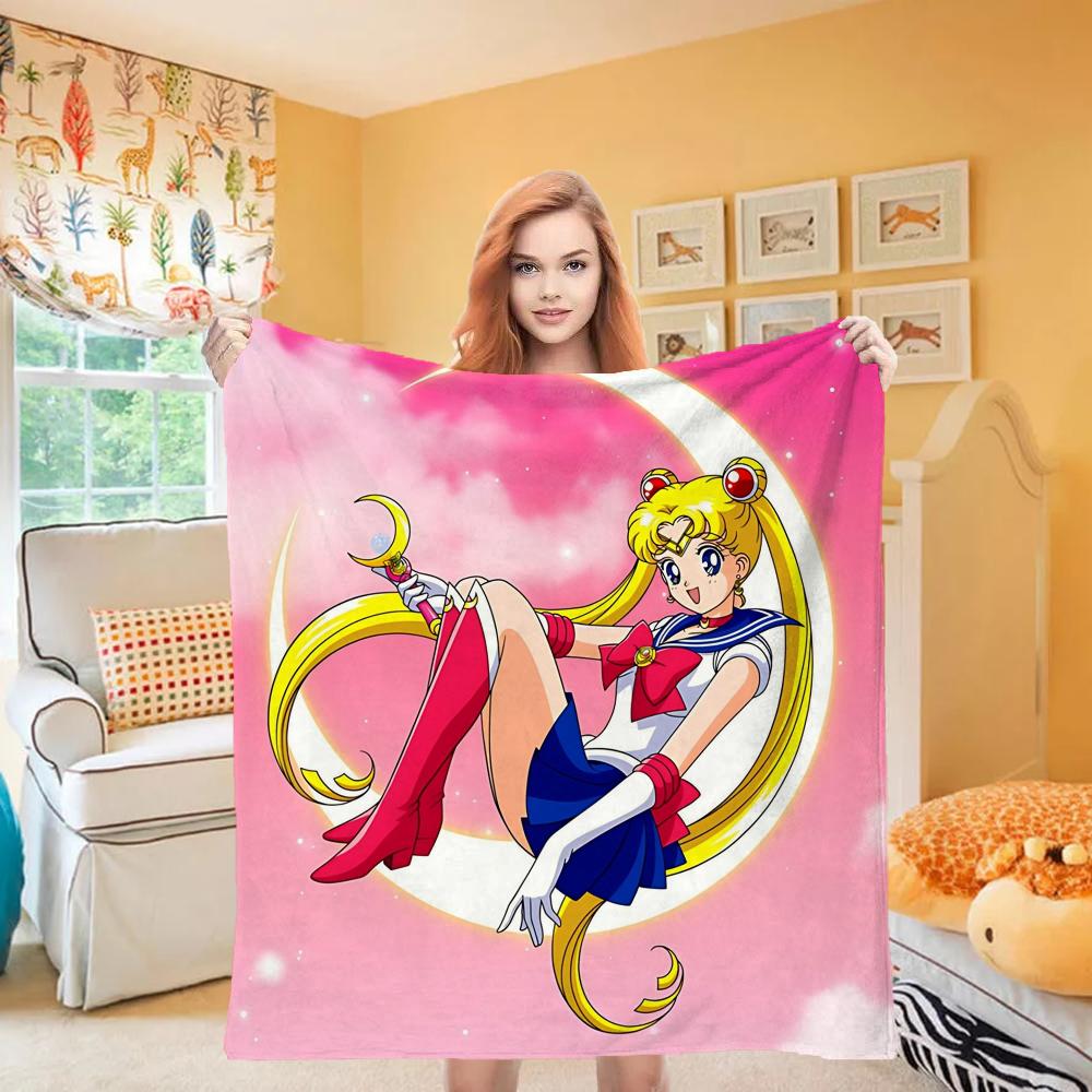 Moon Girl Knee Blanket Throw Winter Microfiber Oversized Baby Lightweight Flannel Fleece Bed Sofa Decoration