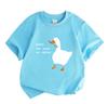 Kids Boys Girls 100% Cotton Crew Neck Short Sleeve T-Shirt, Funny Peace Was Never An Option Goose Printed Casual Lightweight Tee for Daily Wear