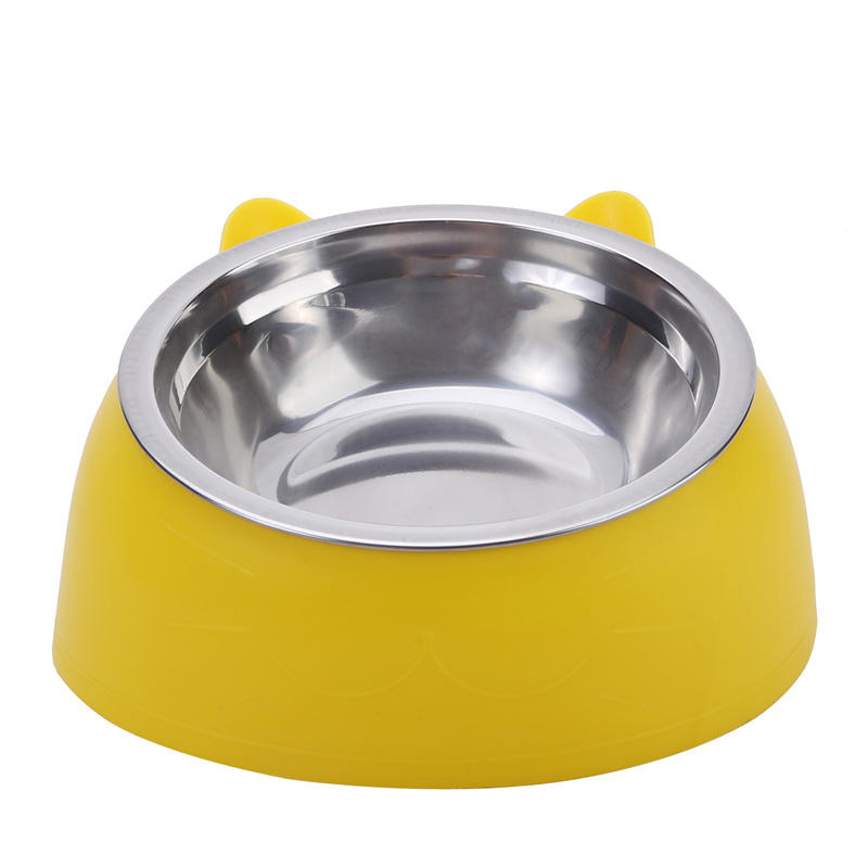 Oblique Mouth Cat Bowls for Food and Water Cute Small Pet Non-Slip Stainless Steel Feeder Bowl To Protect Cervical
