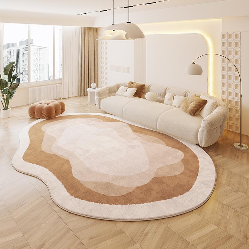 Cream Style Carpets for Living Room Irregular Shape Plush Bedroom Decor Carpet Fluffy Soft Bedside Rug Thick Washable Floor Mat