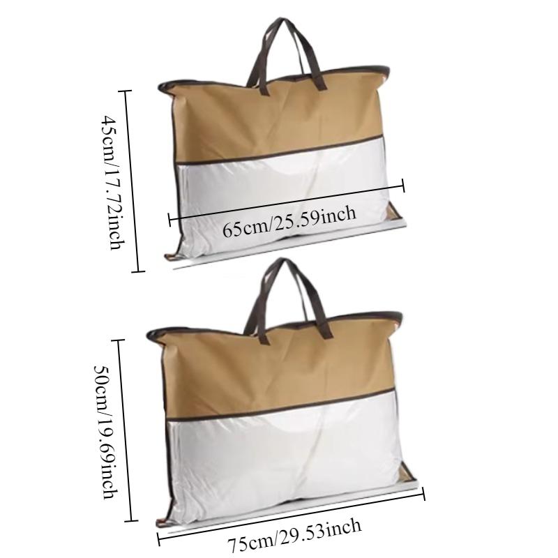 1PC Non woven zipper dustproof storage bag Pillow and clothing storage PVC transparent bag  Quilt blanket pillow handbag