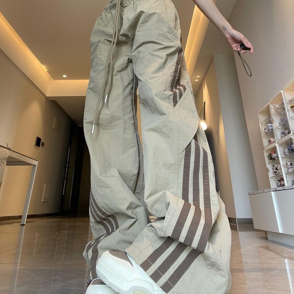 Unisex Summer Thin Loose Wide-Leg Utility Pants - Vibe American Retro Black Hiphop Trousers for Men & Women