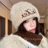 Niche Letter Embroidery Knitted Wool Hat Children Autumn and Winter Soft Waxy Big Head Circumference Versatile Thickened Warm Ear Protection