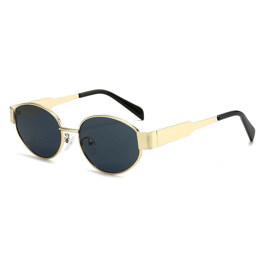 The same oval sunglasses, metal fashion sunglasses, women s photo protection, UV sunglasses, concave shape