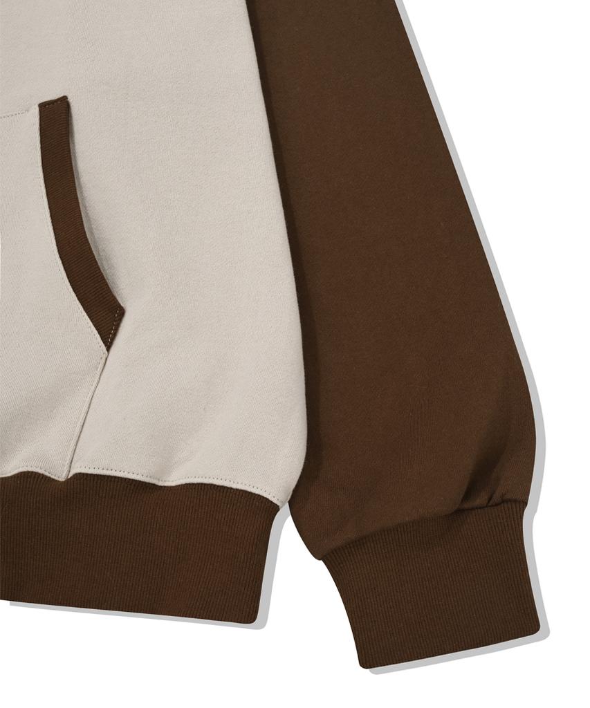 Pages Is Ii Basic Two-Way Raglan Color Block Zip-Up Hoodie Brown