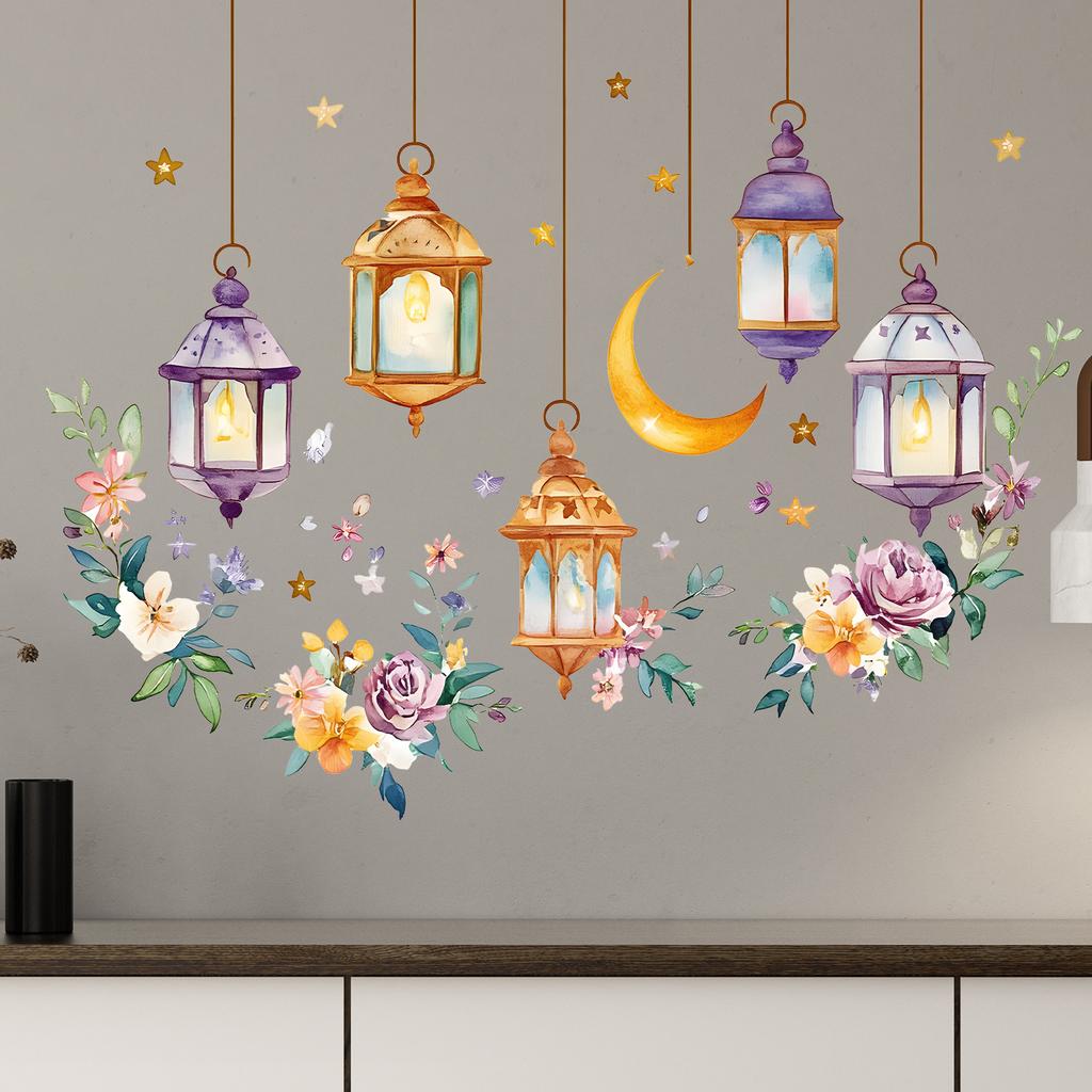 Aquarell Pflanze Blume Mond Anhänger Lampe Hängendes Ornament Wohnzimmer Eingang Wanddekoration Wandaufkleber
