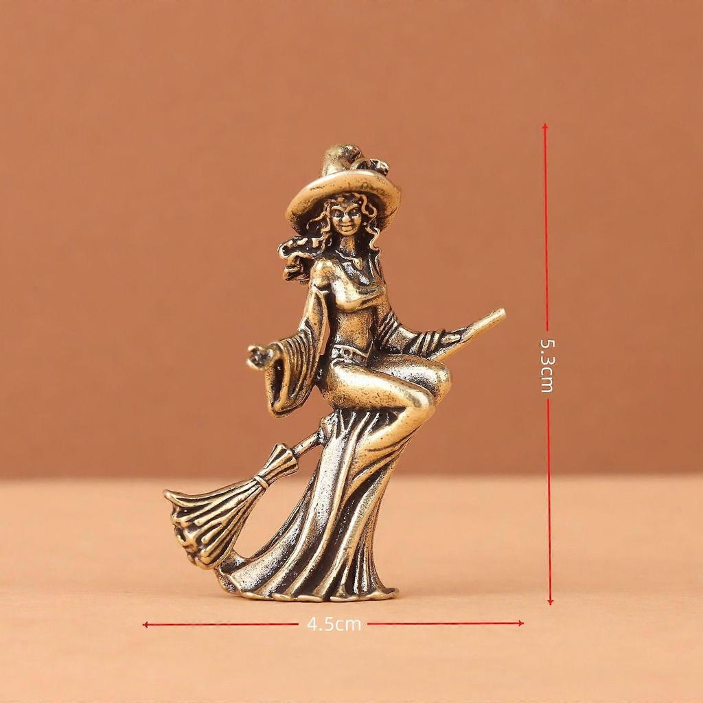 5.3cm Brass Witch Figurine Creative Brass Ornament for the Living Room