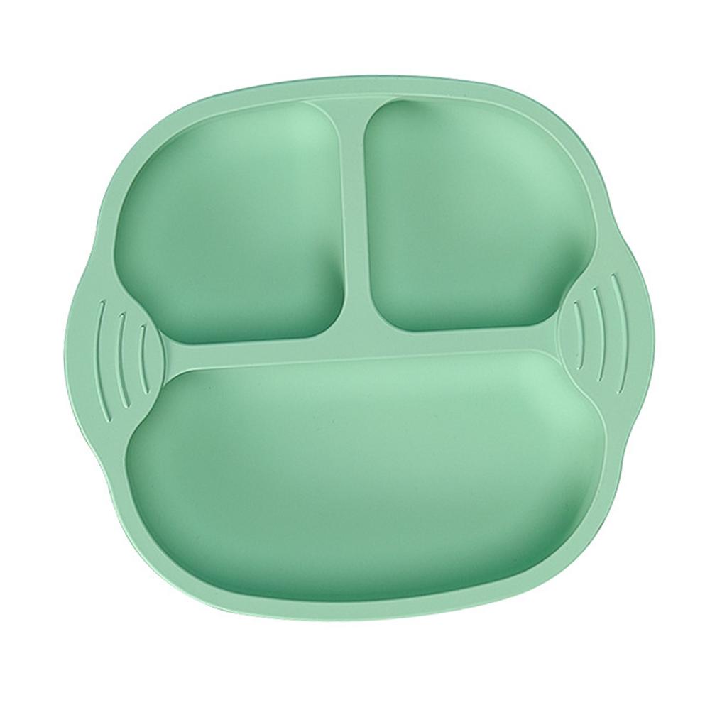 Baby Dinner Plate Drop Proof Strong Suction Cup Easy Clean Silicone Divided Baby Supplement Plate Green