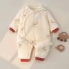 Baby Boy Girl Winter Thick Cotton Hanbok With Slipon Closure For Newborns
