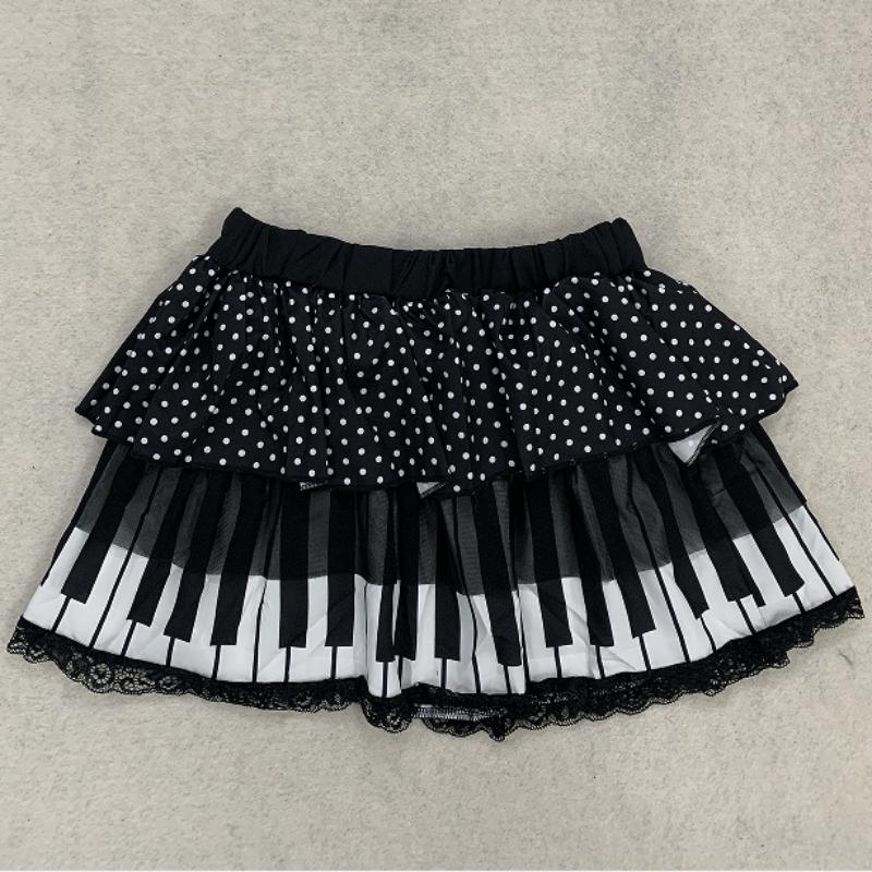 

Spring/Summer Polka Dot Printed Ruffle Fluffy Short Skirt L чёрный