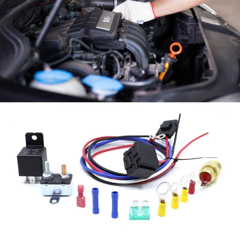 60A Automotive Relays Kit 12V 4 Wire Engine Grounding Switches For Cooling Fan Wiring Harness