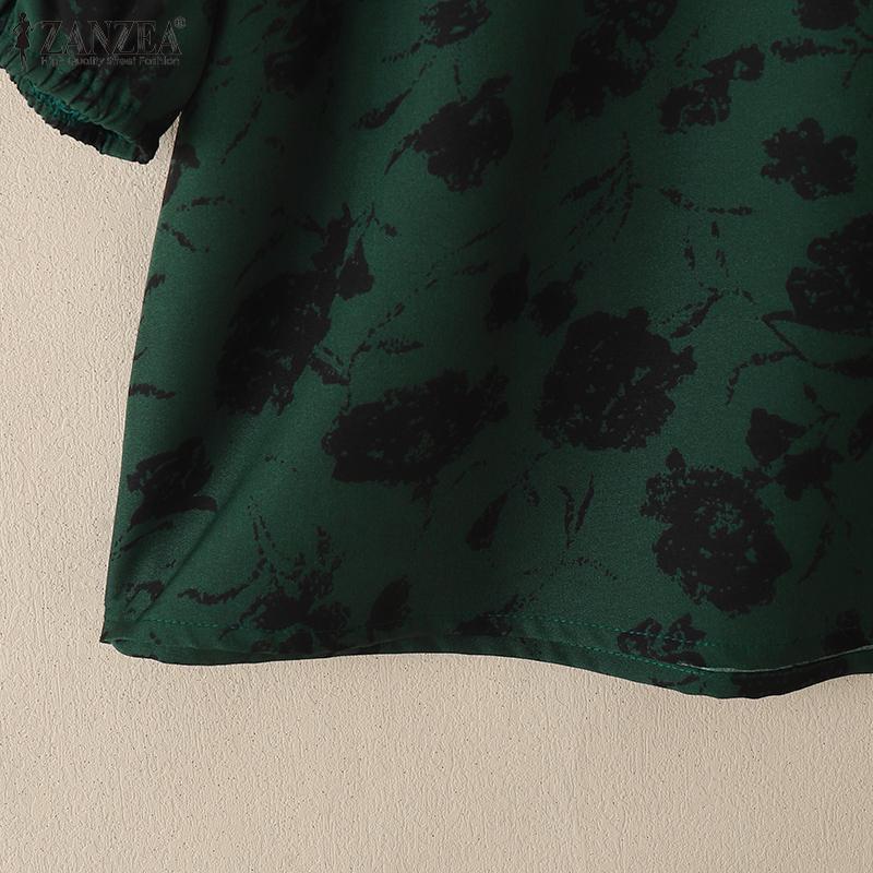 ZANZEA Women Casual Round Neck Summer Short Sleeve Print Blouse