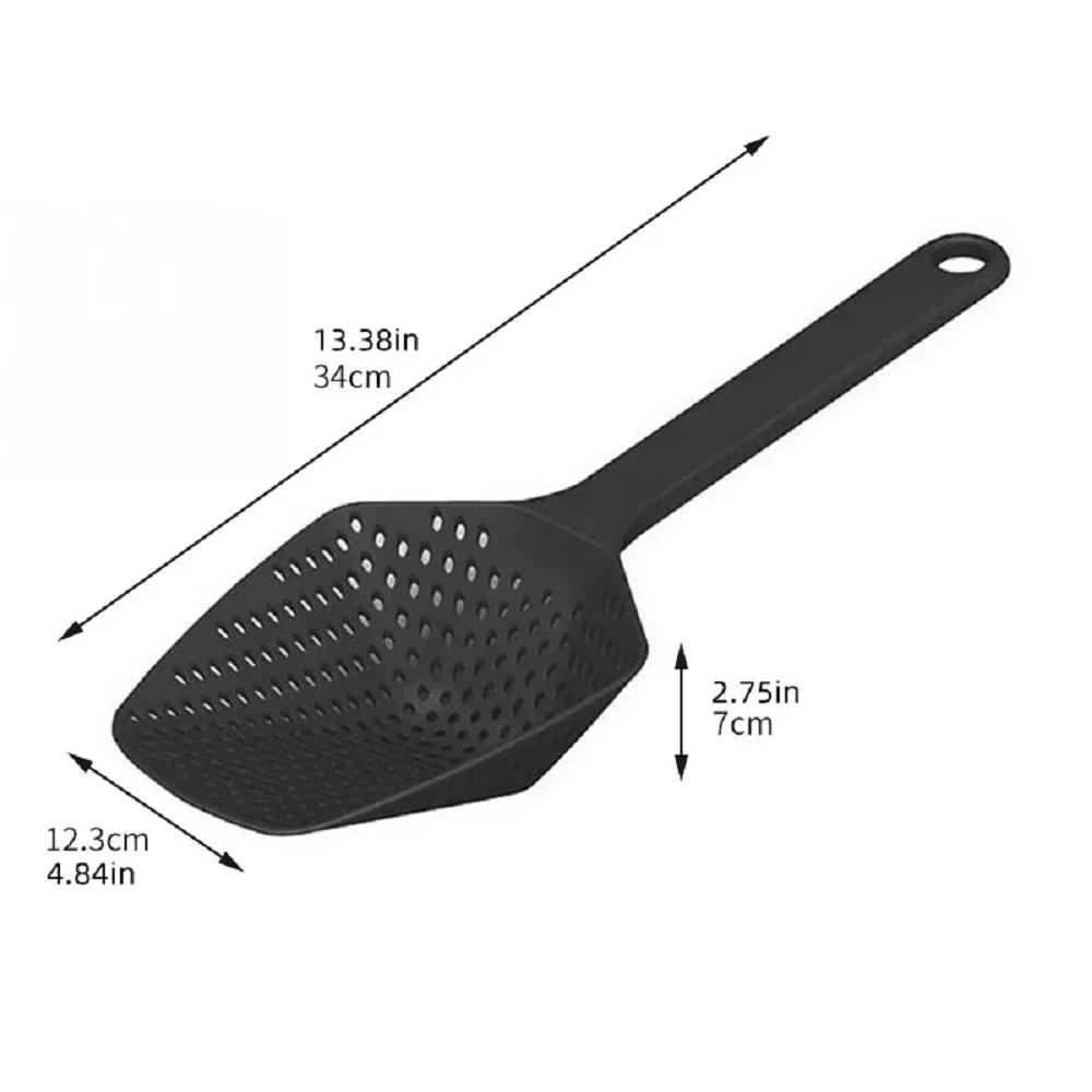 1pc Kitchen Strainer Scoop Food Drain Shovel Slotted Skimmer with Handle Kitchen Strainer Tools for Kitchen Cooking Baking Drain