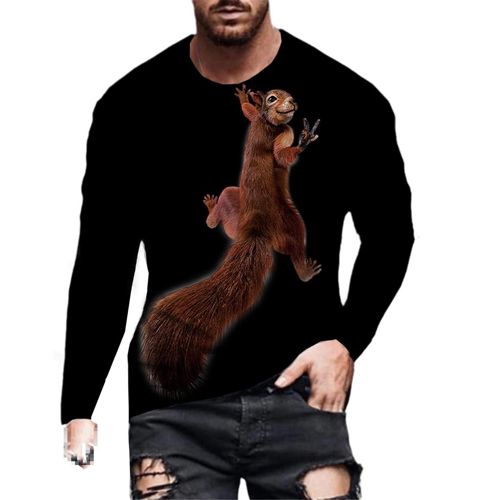 Squirrel 3D Print T-Shirts Men Woman Casual Round Neck Long Sleeve T Shirt Streetwear Harajuku Pullovers Tees Tops Kids Clothing