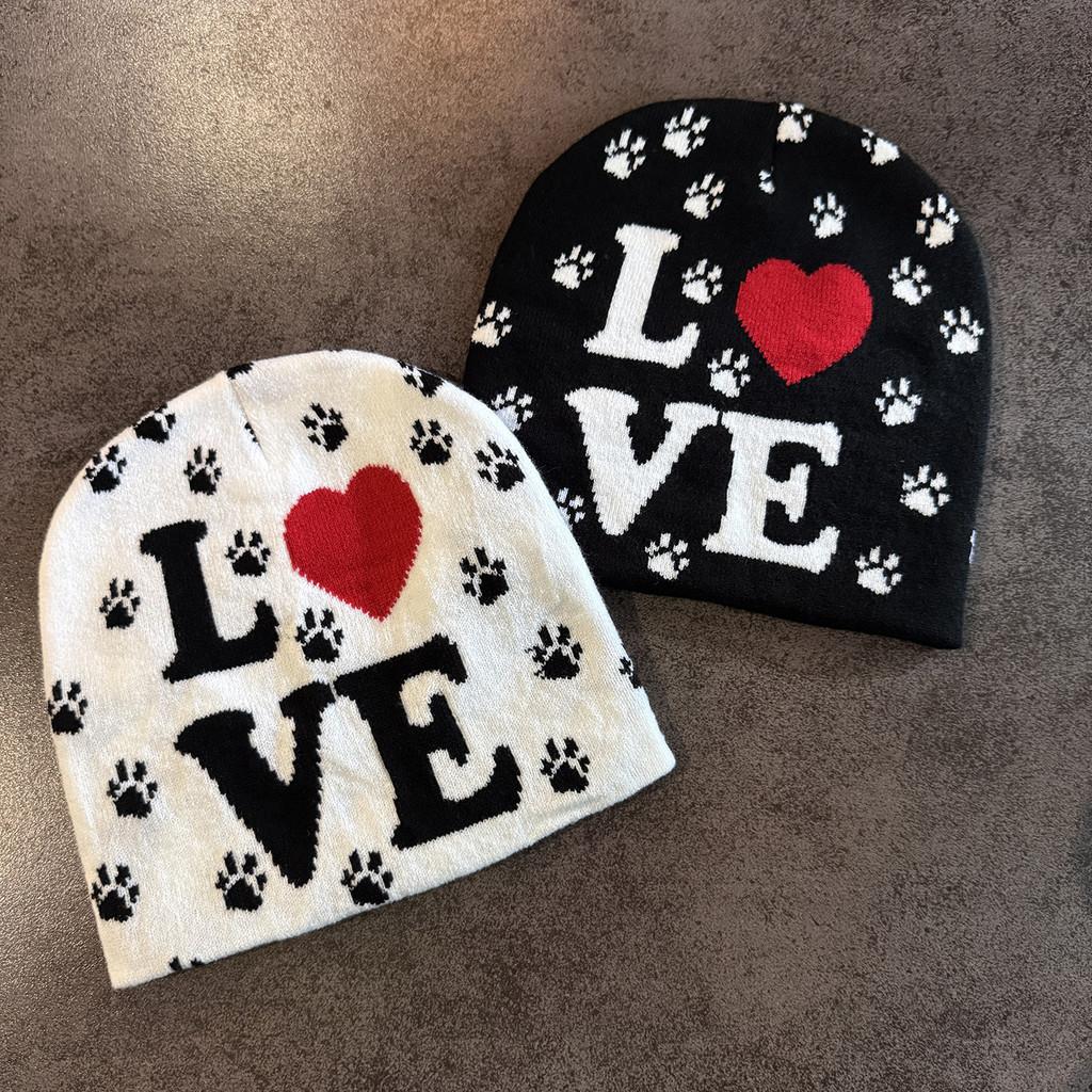 Love Letter Pattern Beanie Knitted Hat For Warm Winter Cap Breathable Fashion
