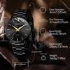 5PCS Black Alloy Strap Men's Watch Set Business Trend Simple Lines Scale Round Dial Quartz Watch Bracelet Set Perfect Gift