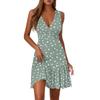 Ladies Casual Fashion V-Neck Sleeveless  Print Dress