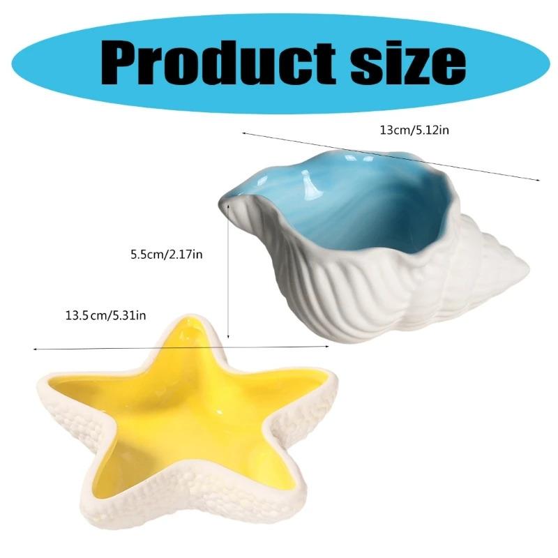 Unique Seaside Ceramic Jewelry Dish - Starfish/Shell Shaped Tray, Elegant Decor for Beach Houses & Trinkets Storage