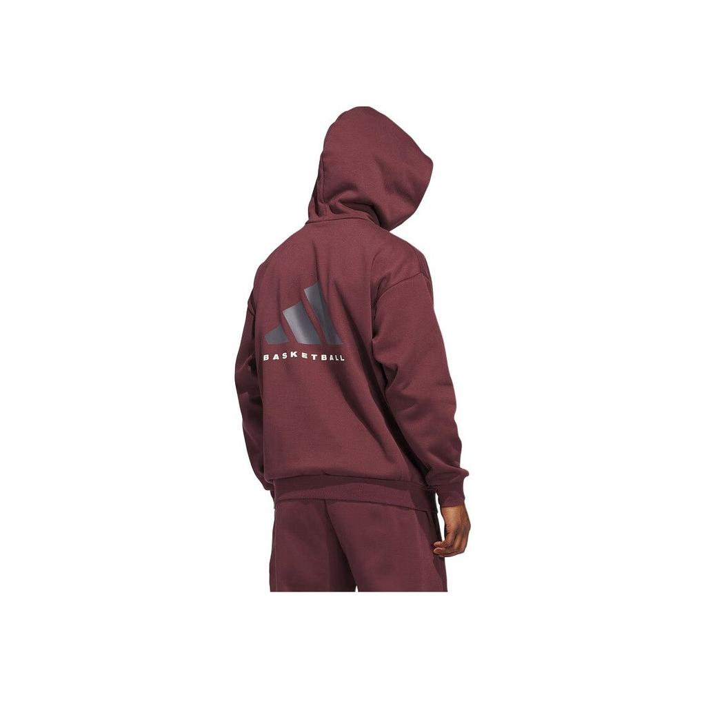 Adidas Basketball Hooded Casual Fashion Soft Pullover Long Sleeve Sweatshirt Unisex Sweatshirt Dark-Red JD6145