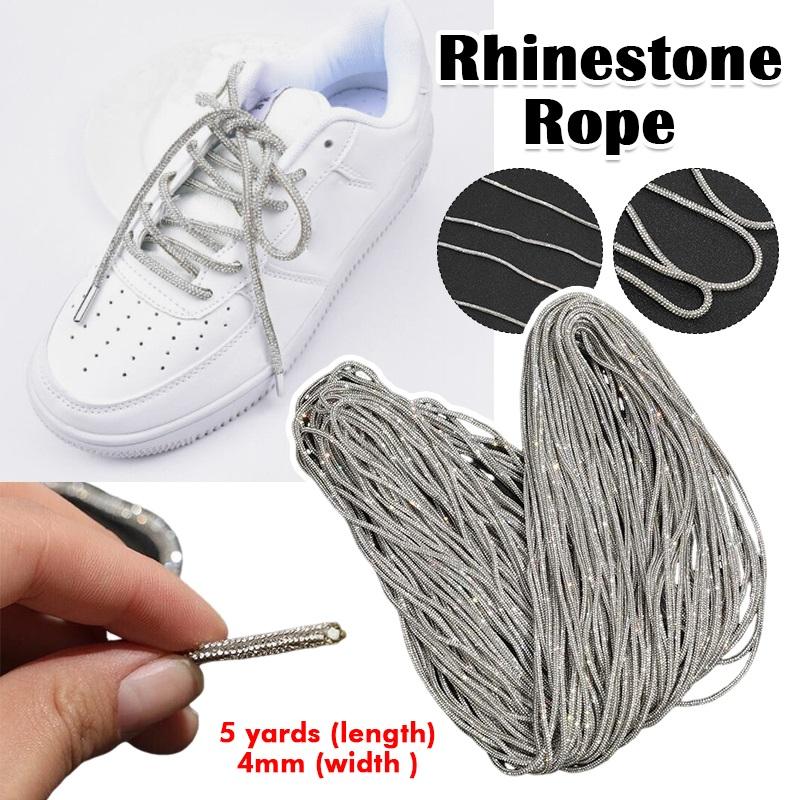 5/10Yards Corda di Strass Glitter 4mm Tubo di Cristallo Cordino Rifinitura Fai da Te Gioielli Braccialetto Collana Lacci delle Scarpe Cinghia per Borsa Materiale Decorazione